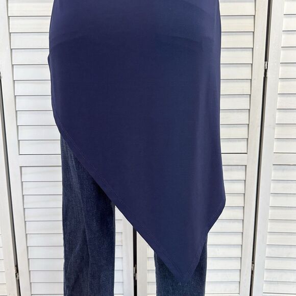 New Last Tango Sleeveless Pointed Hem Tunic Top Navy‎ Blue Asymmetric Hem Size S - Picture 7 of 9